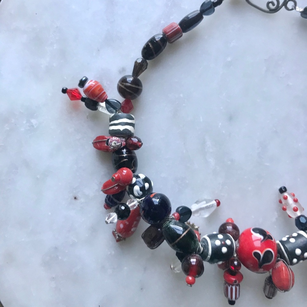 Vintage Red Design Beaded Necklace